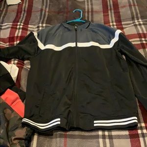a black grey white no hood jacket